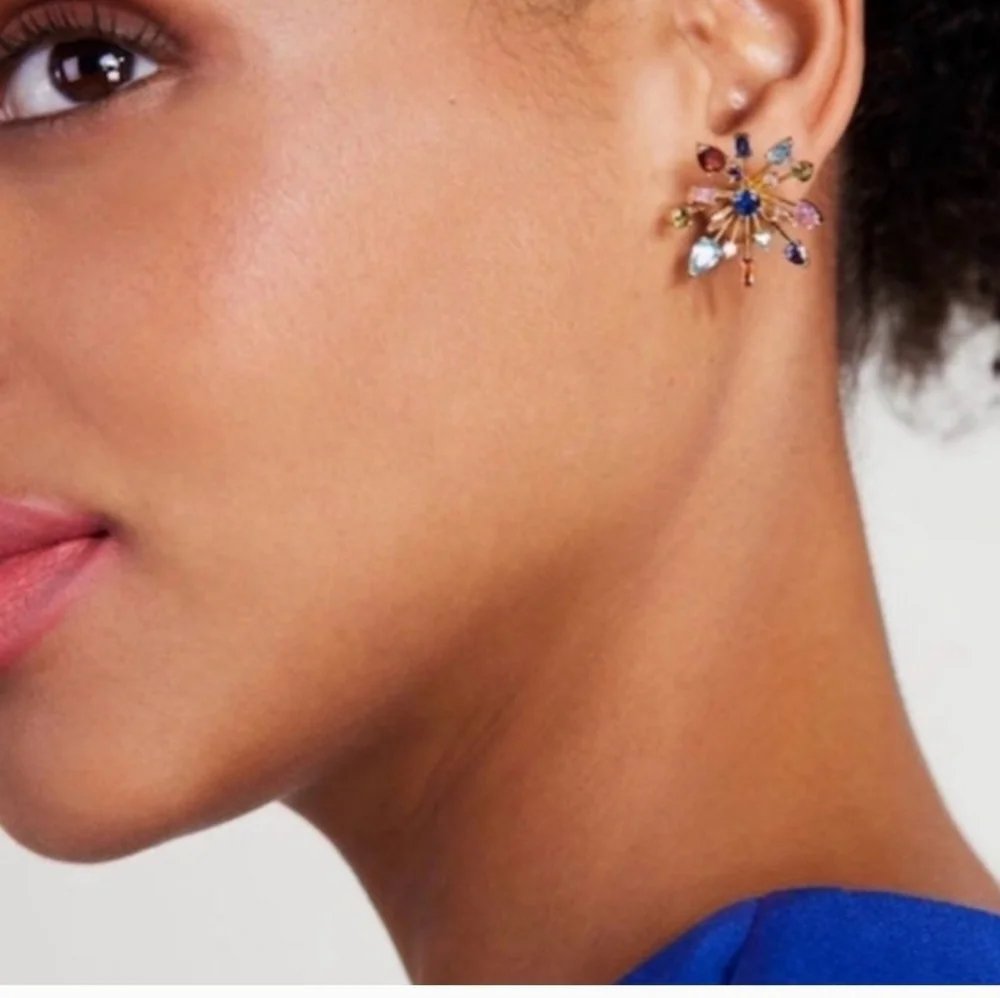 🌈▪️KATE SPADE▪️ Firework Floral Gold Multi-Color Stud Earrings